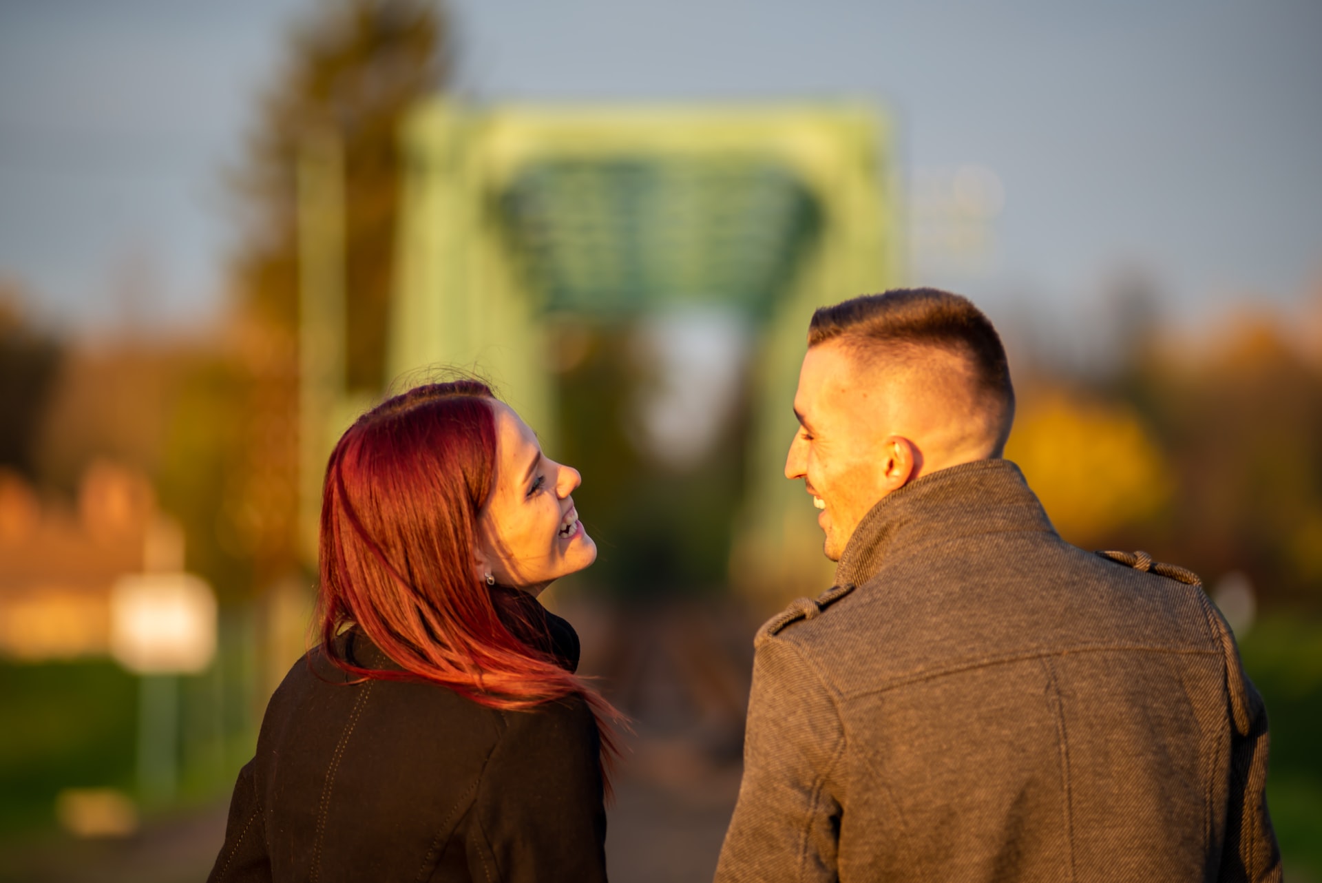 Couple smiling looking to each other