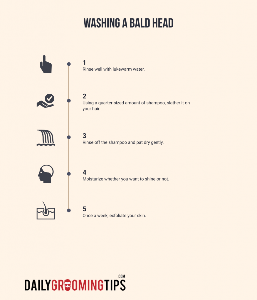 How to wash bald head infographic